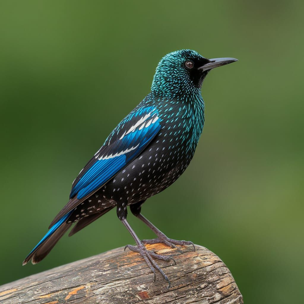 Brilliant Blue-Eared Starling Portrait