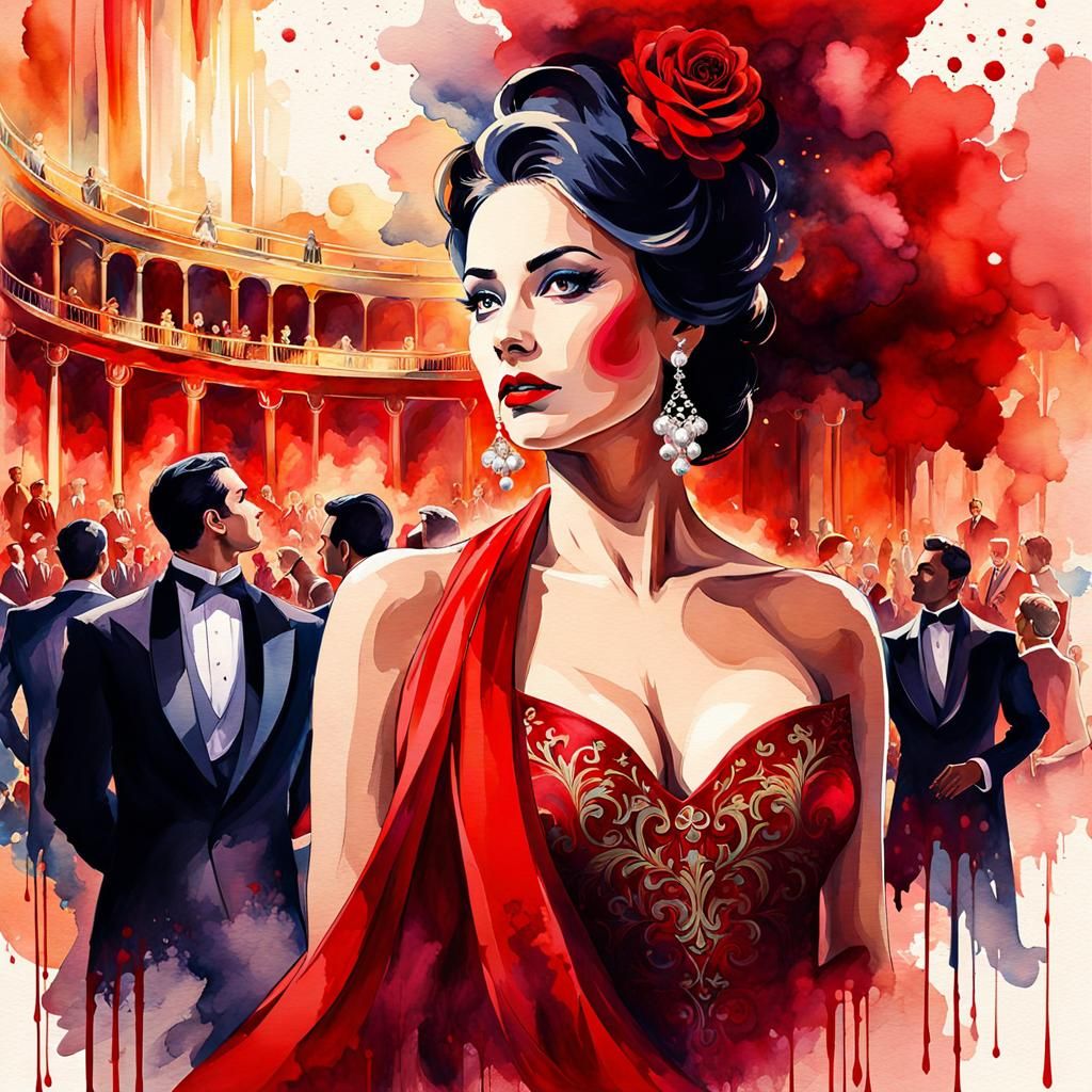 The Magic Flute: A Watercolor Opera Performance