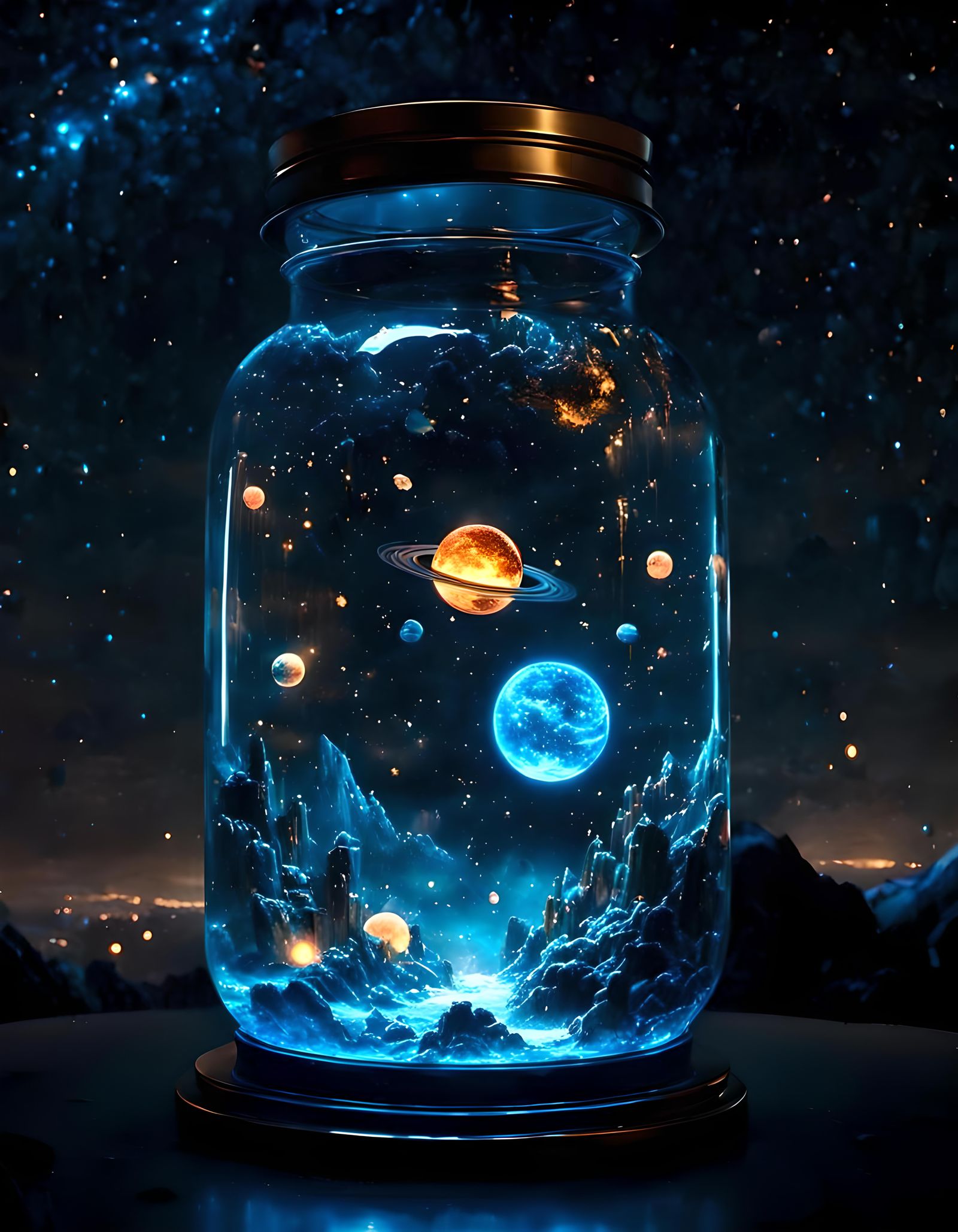 Magical Planets Trapped in Starry Jar: Anime Art