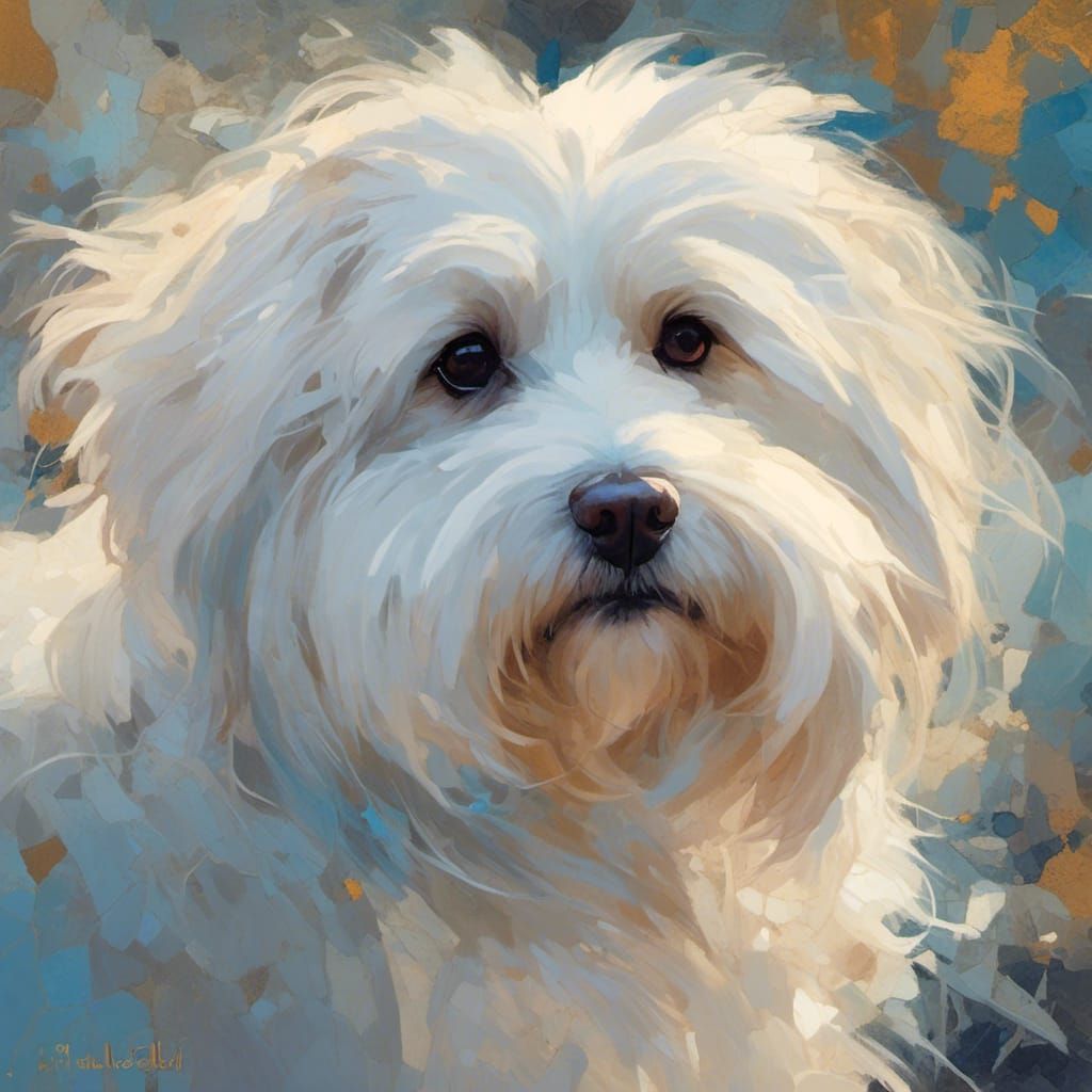 Abstract Mosaic of a Coton de Tulear Dog