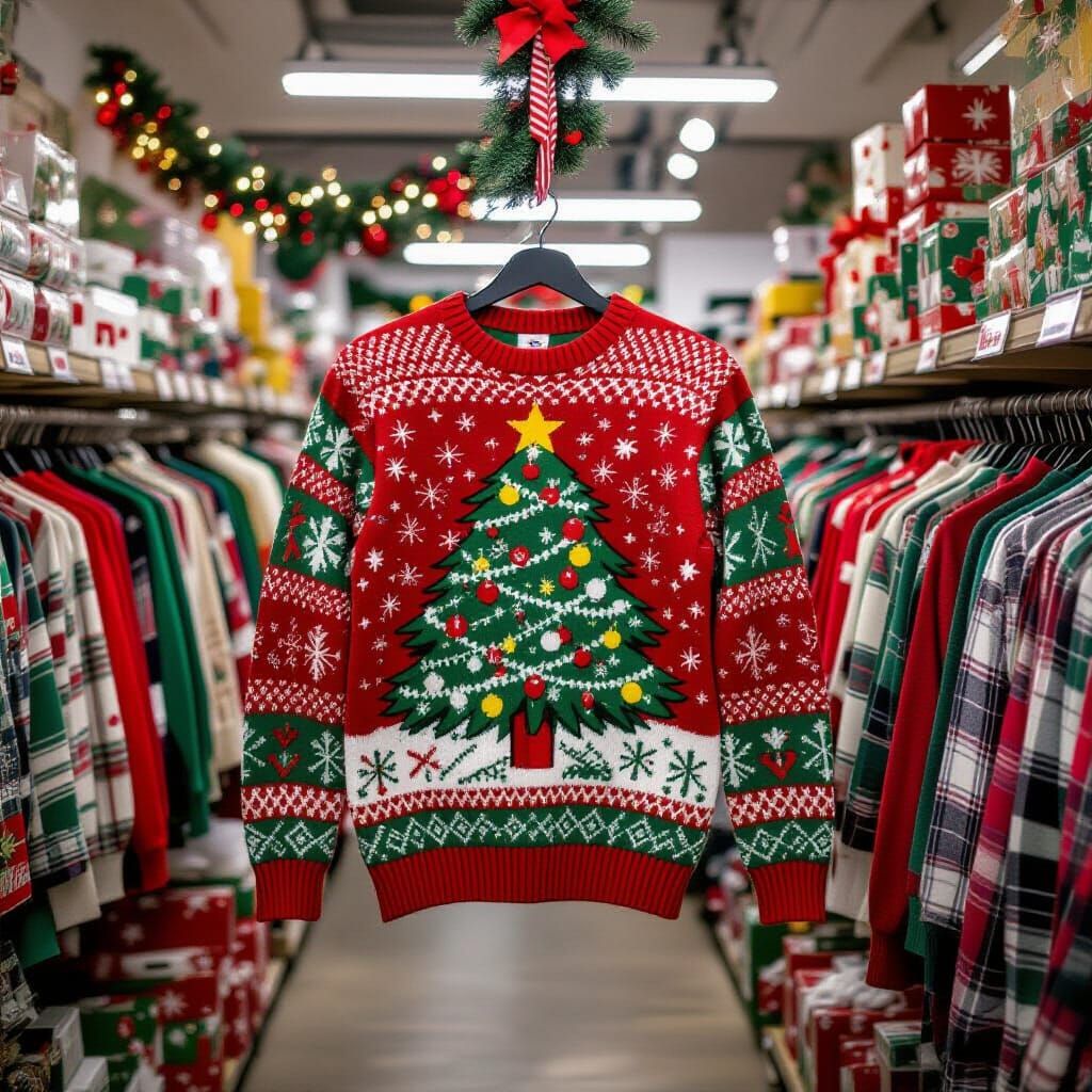 Ugly Christmas Sweater Store Cinematic Film Still