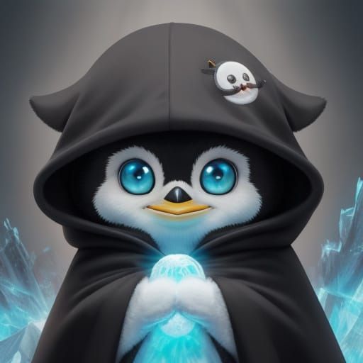 Cute Penguin Ice Wizard with Spectral Aura