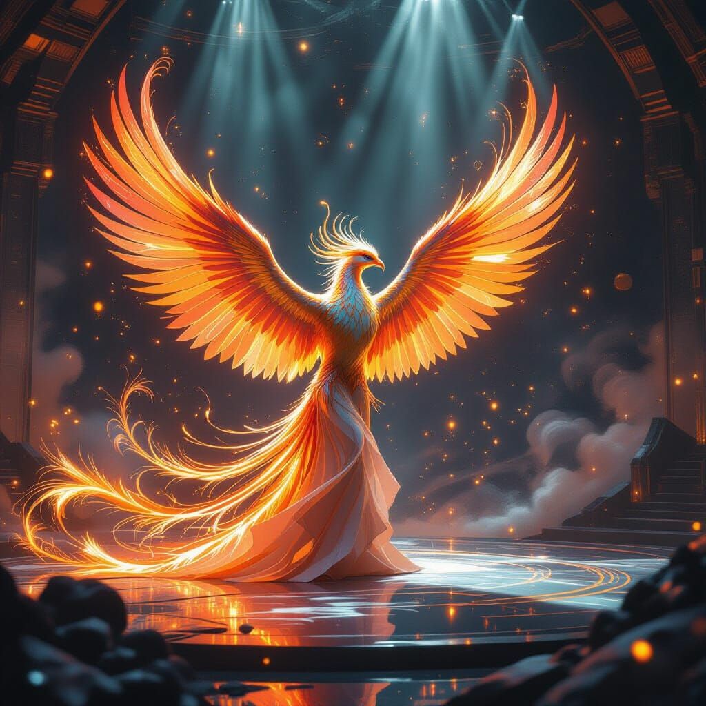 Iridescent Phoenix Performance on Cosmic Stage