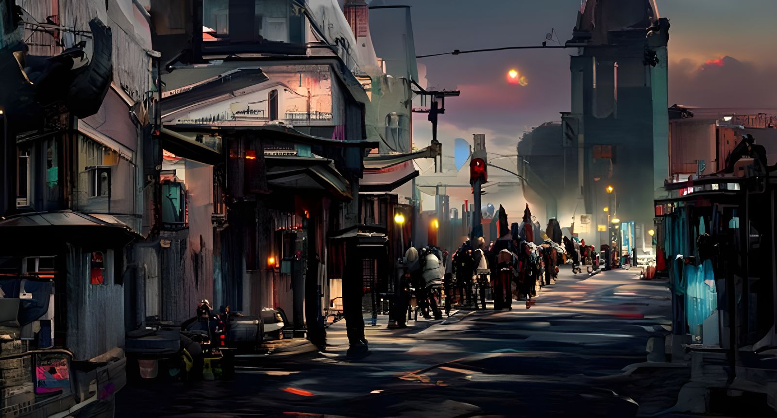 Kingdom Streets at Dawn in Steampunk Style