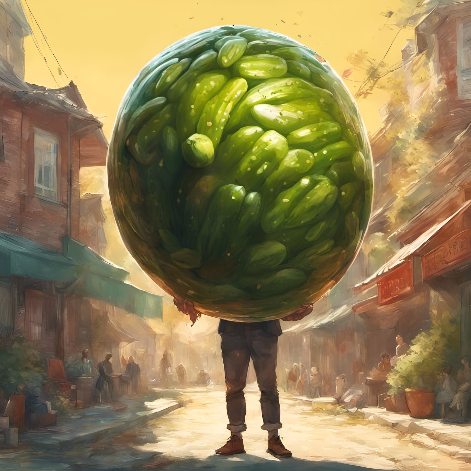 Man with Giant Pickle Ball Portrait