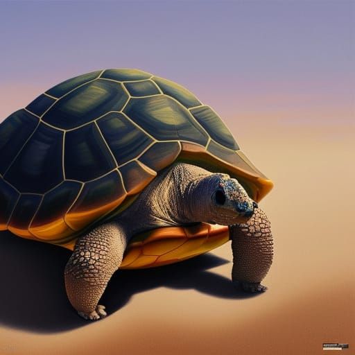 Double Headed Tortoise Sunbathing: Fantasy Portrait