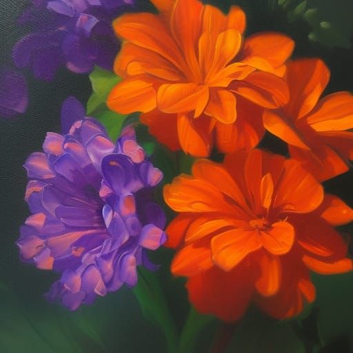 Glowing Flowers in Oil Painting Style