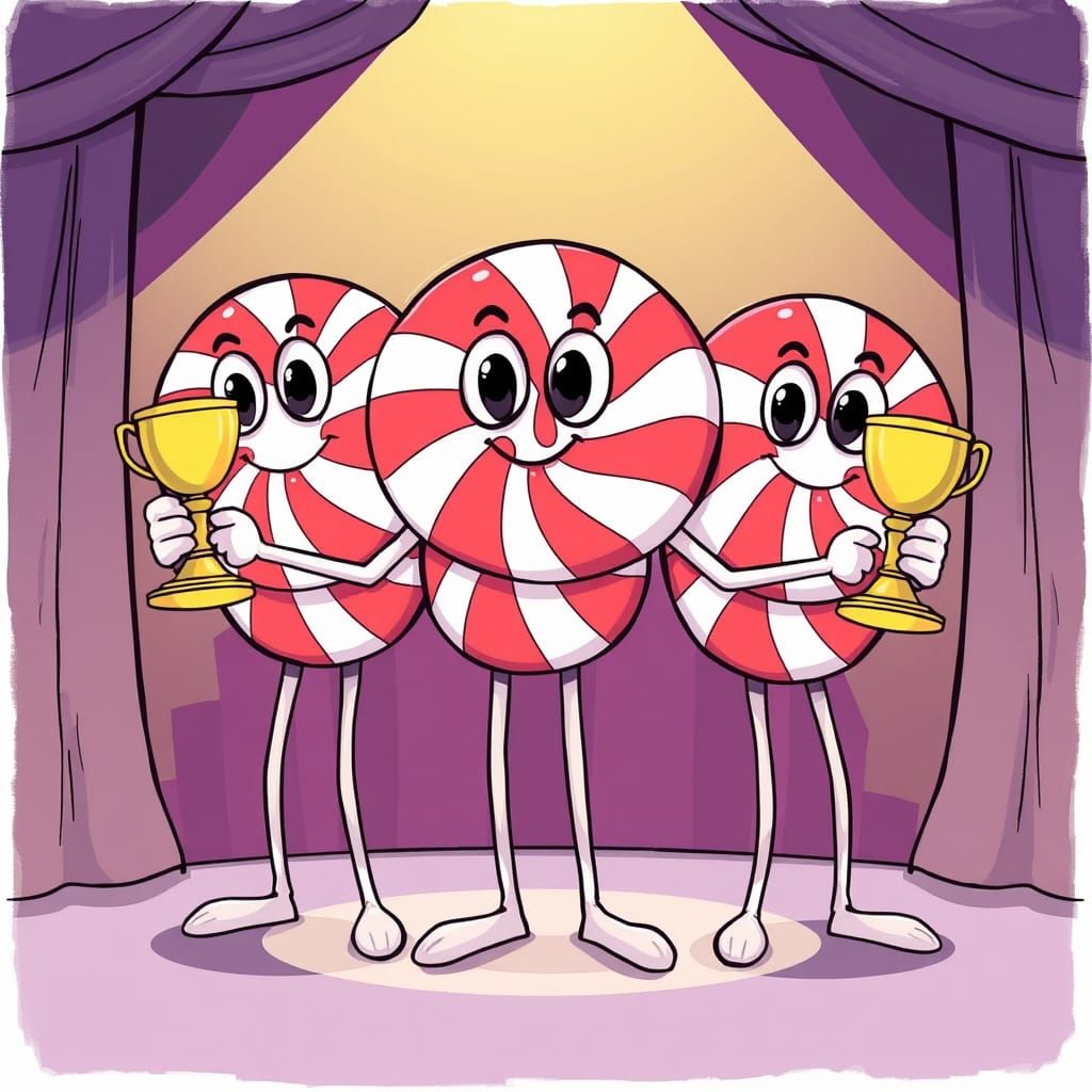 Cute Peppermint Trophies Winners Cartoon