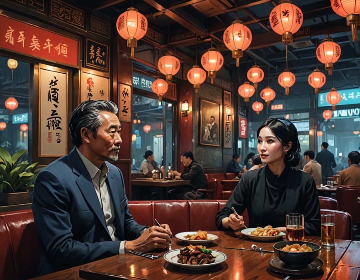 Taiwanese Restaurant Dinner in Futuristic Digital Art