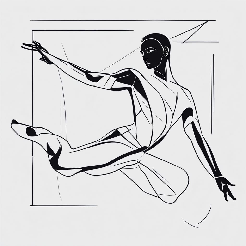 Minimal Line Art of a Male Dancer