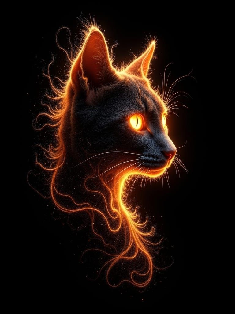 Mystical Feline Silhouette Emerge from Abyss