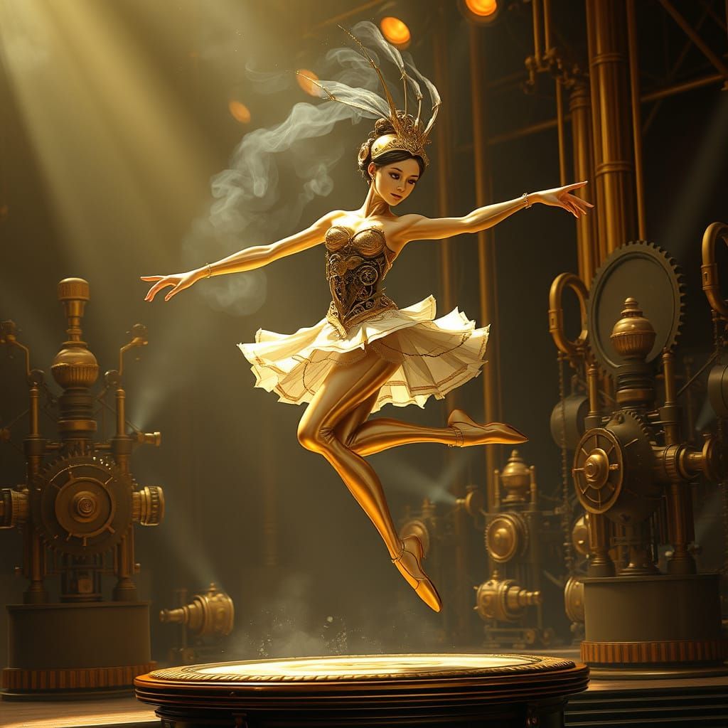 Steampunk Automaton Ballerina in Art Nouveau Style