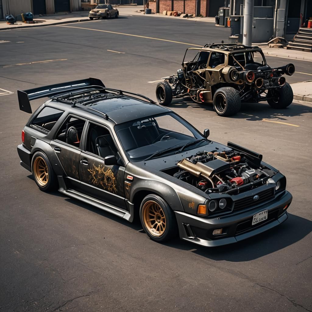 Cyberpunk Rat Rod: Subaru Impreza Wagon in 8K