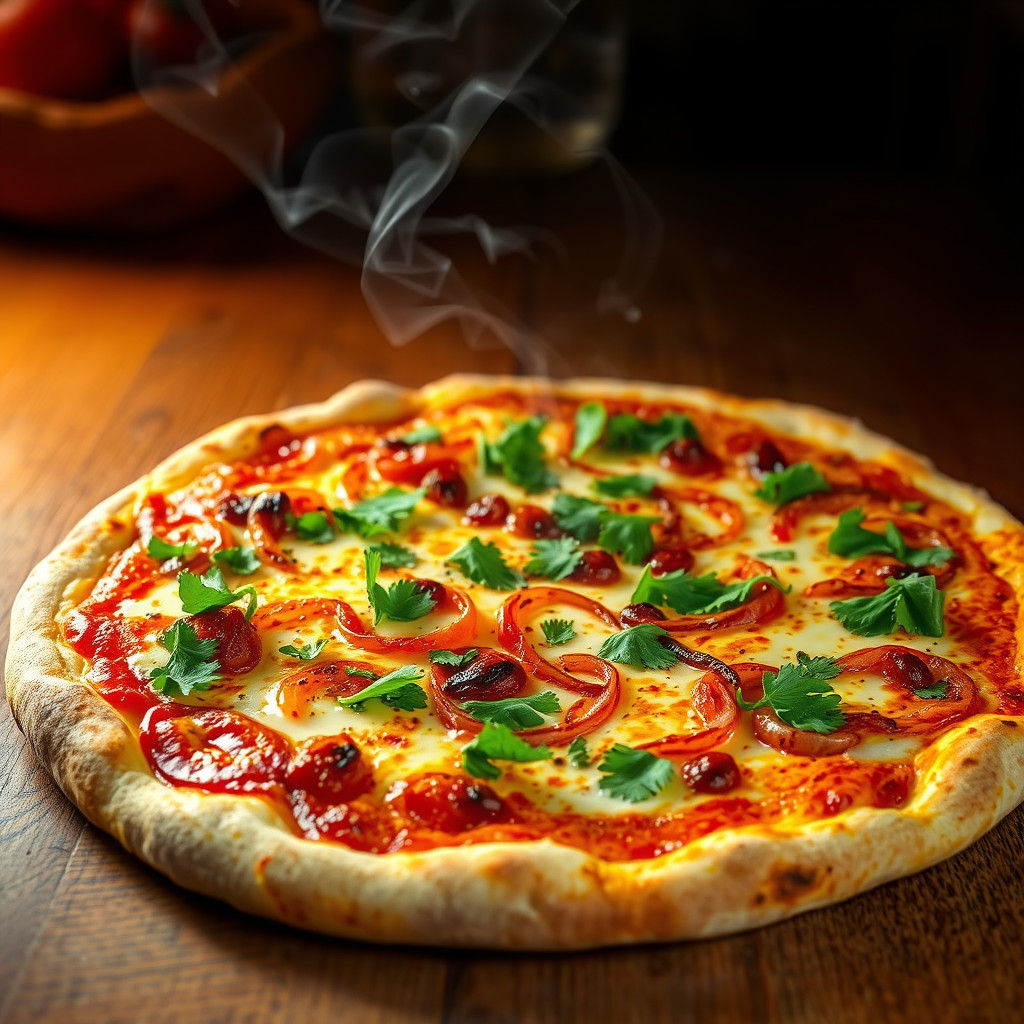 Spicy Ghost Pepper Pizza in a Van Gogh Style