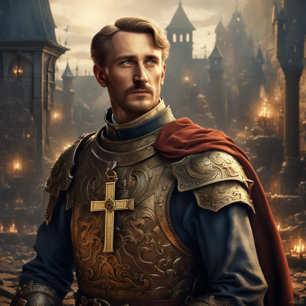 Medieval Friedrich August von Hayek in Armor