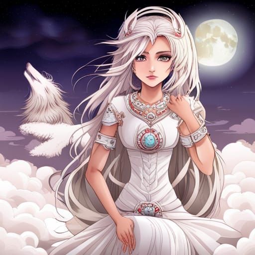 Wolf Goddess Asena in Graffiti Art Style