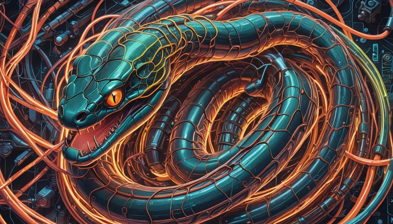 Futuristic Blueprint of Snake Anatomy as Scientific Illustra...