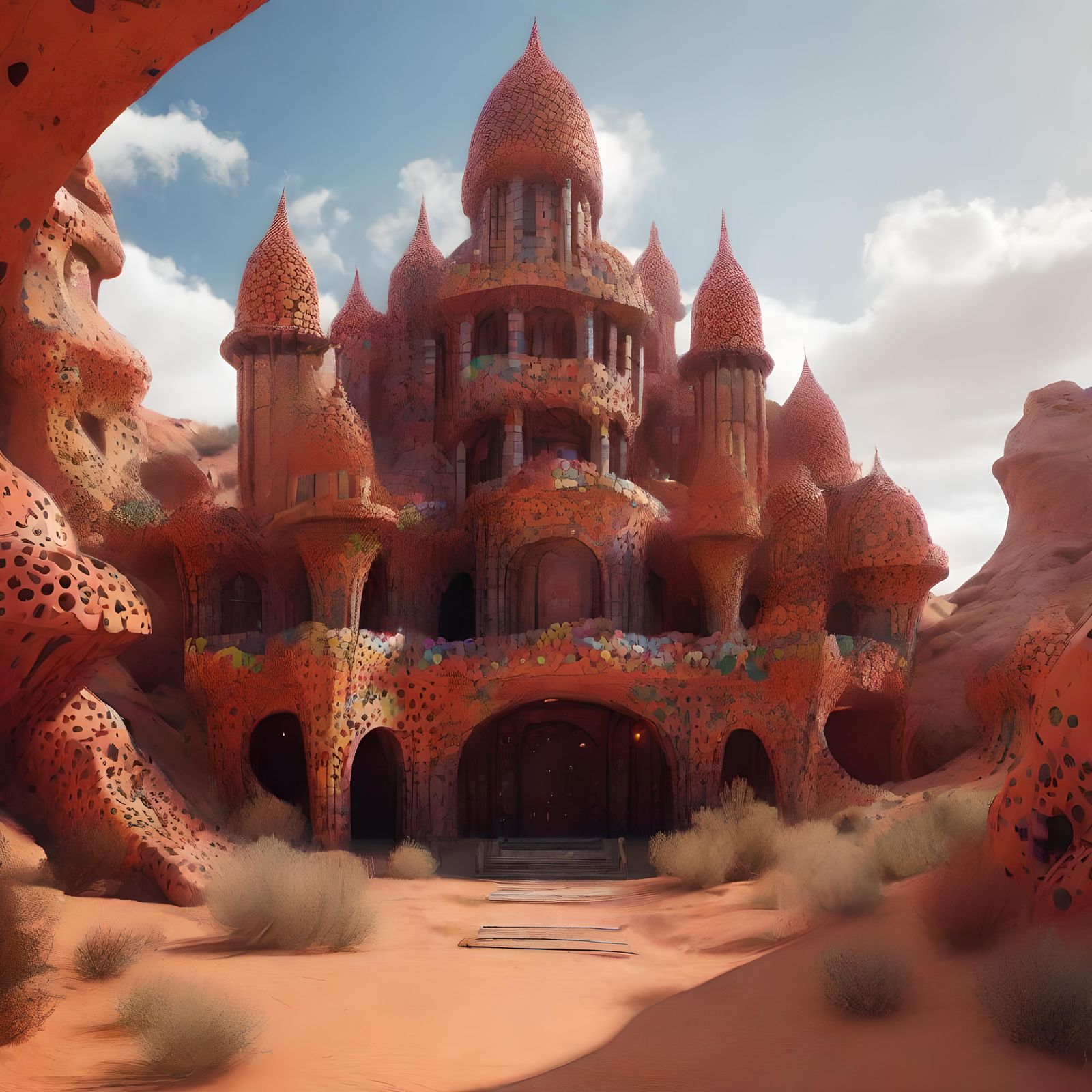 Skypunk Desert Metropolis as Detailed Matte Painting