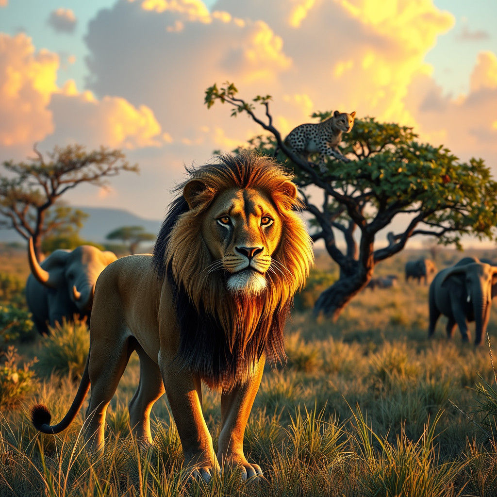 African Big Five in 3D Pixar Style