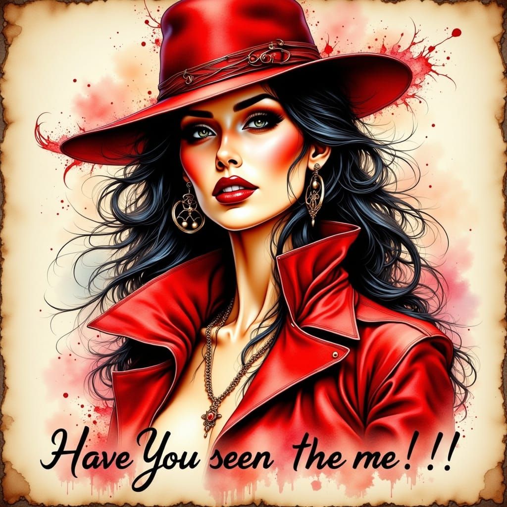 Carmen Sandiego Ink Portrait in Vintage Poster Style