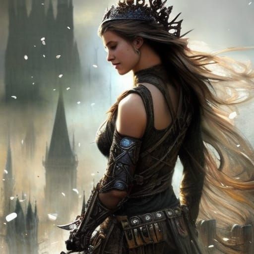 Armored Elf Warrior with Wildflower Crown