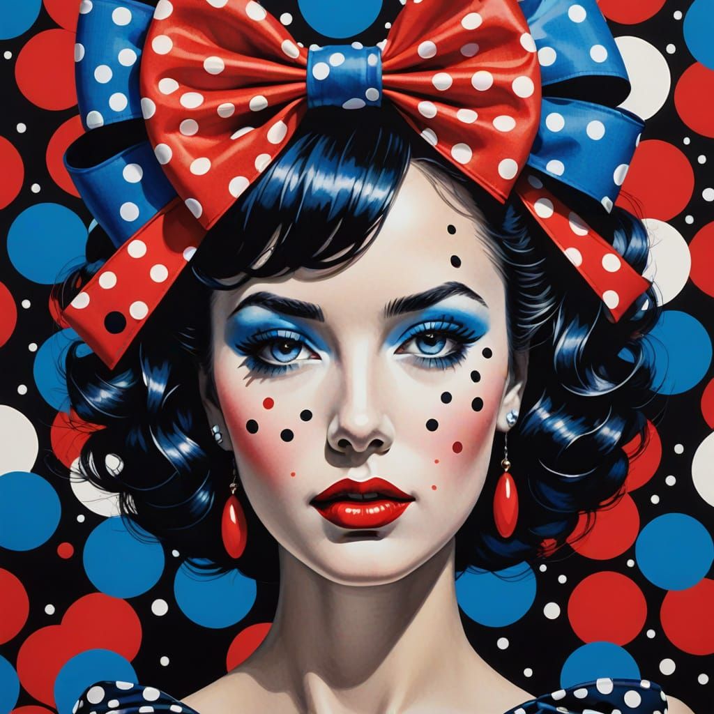 Pop Art Woman Portrait in Polka Dots