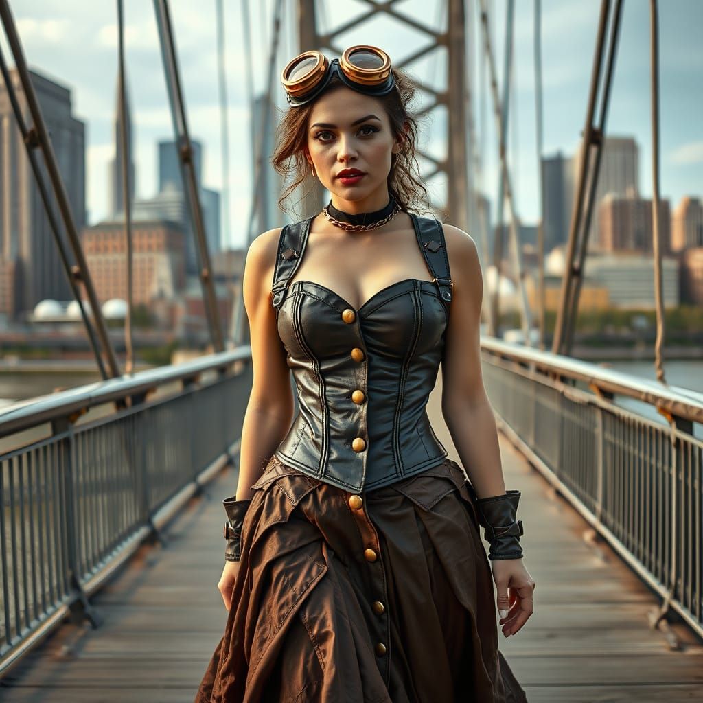Steampunk Beauty Crosses the Warhol Bridge