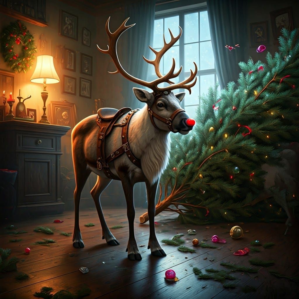 Rudolf's Christmas Chaos in Leather Harness