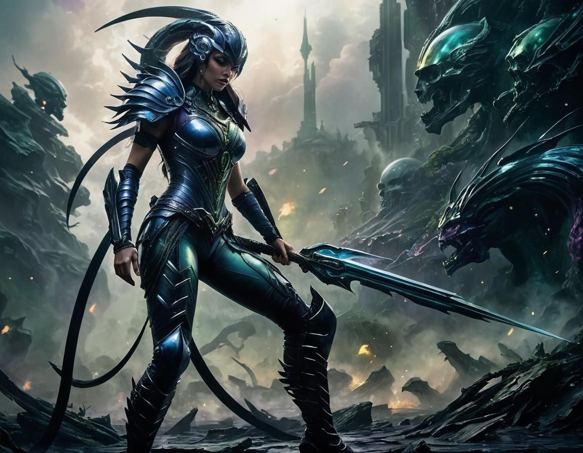 Surreal Woman in Ghostly Void, Ethereal Oil Painting