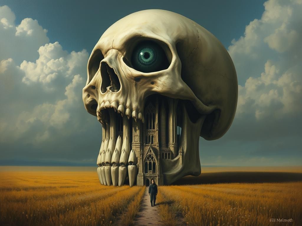 Surreal Skull Castle with Gothic Architecture