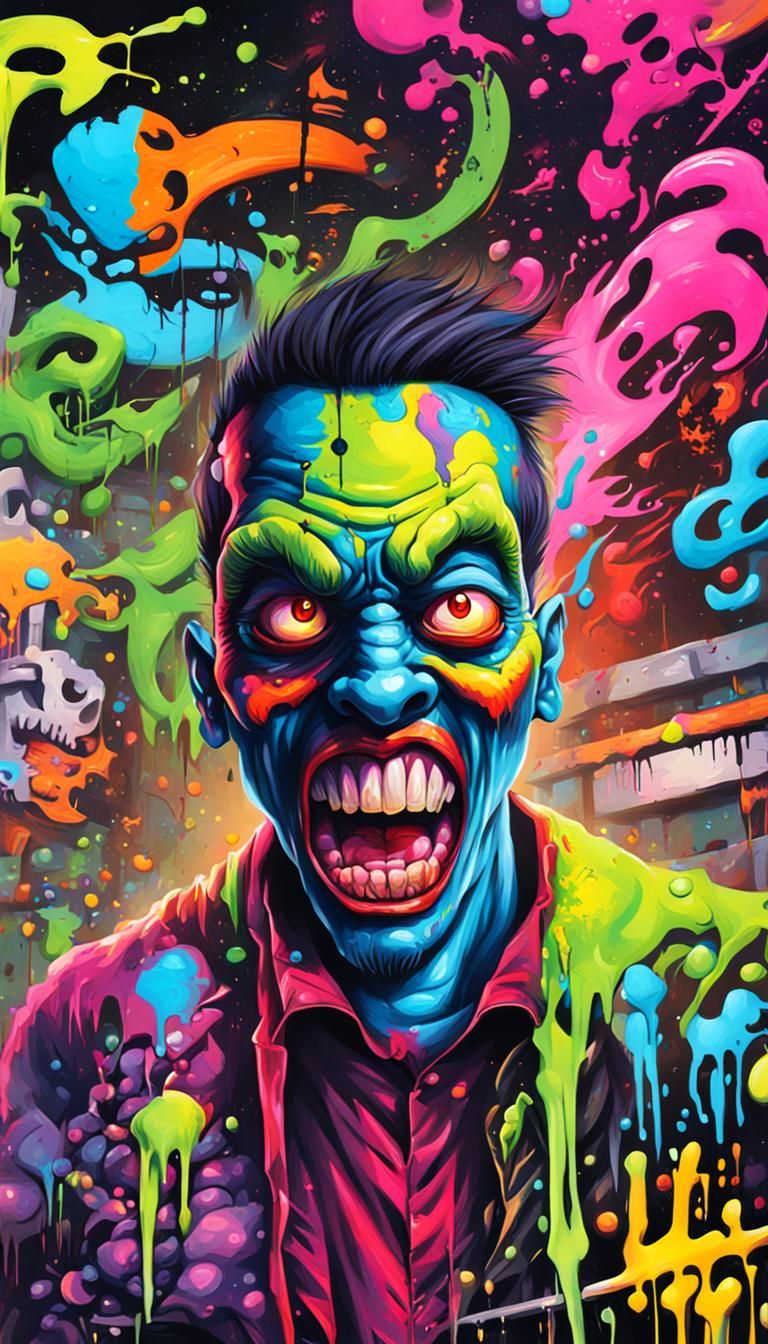 Demonic Graffiti Character in Street Art Style