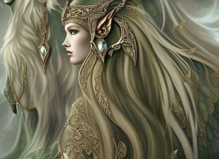 Ethereal Elves in Magical Forest, Fantasy Art