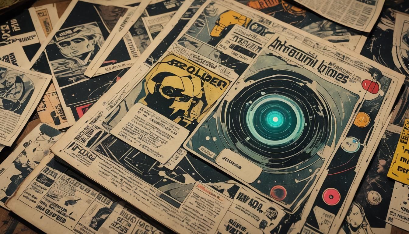 Retrofuturistic Comic Scene with Artificial Antihuman