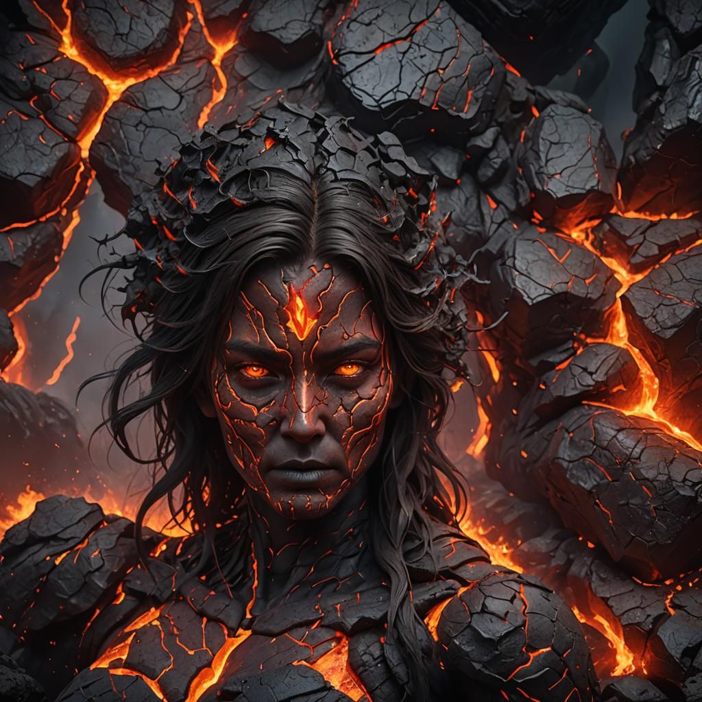 Lava Woman: Detailed Matte Painting in Unreal Engine