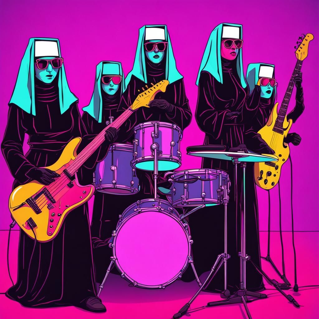 Nuns Rocking Out: A Synthwave Band