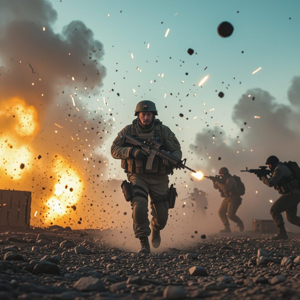 Epic Combat Scene with Cinematic Lighting