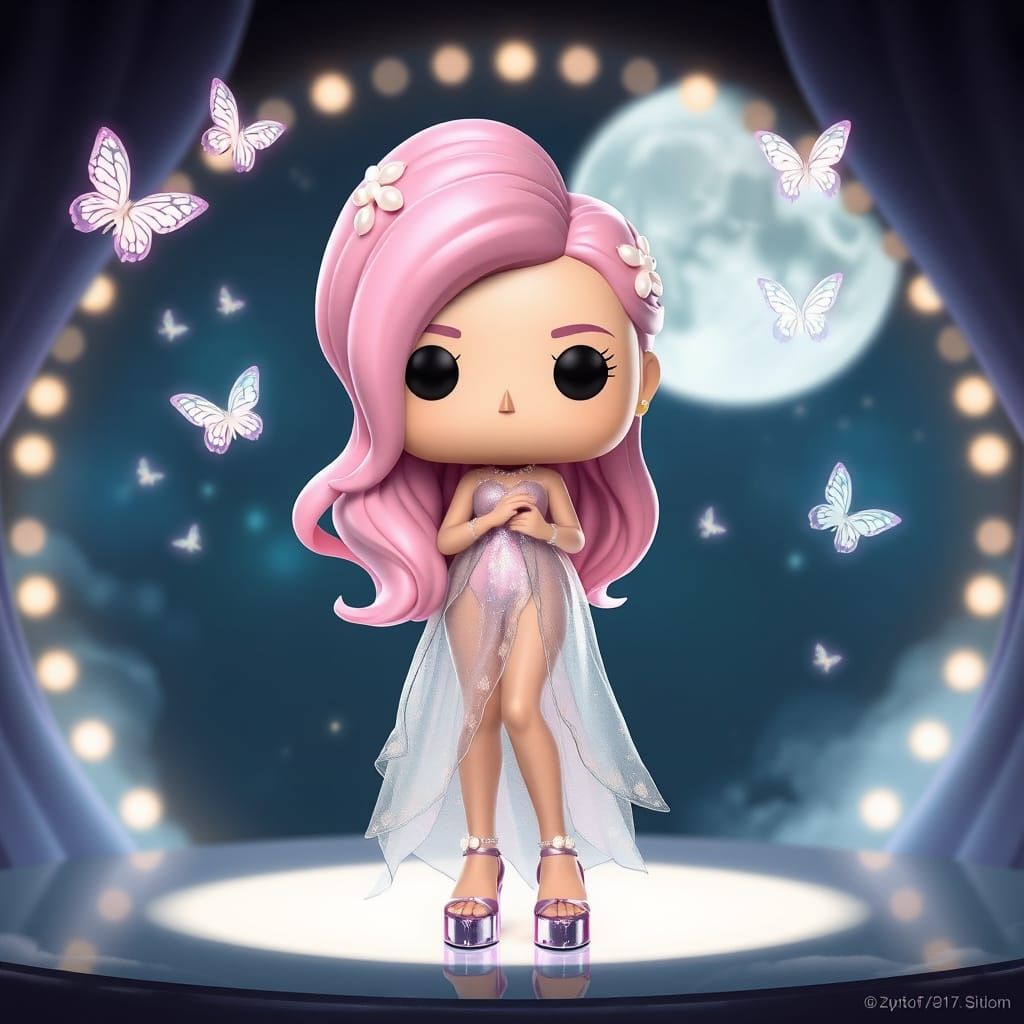 Funko Pop Character on Moonlit Stage