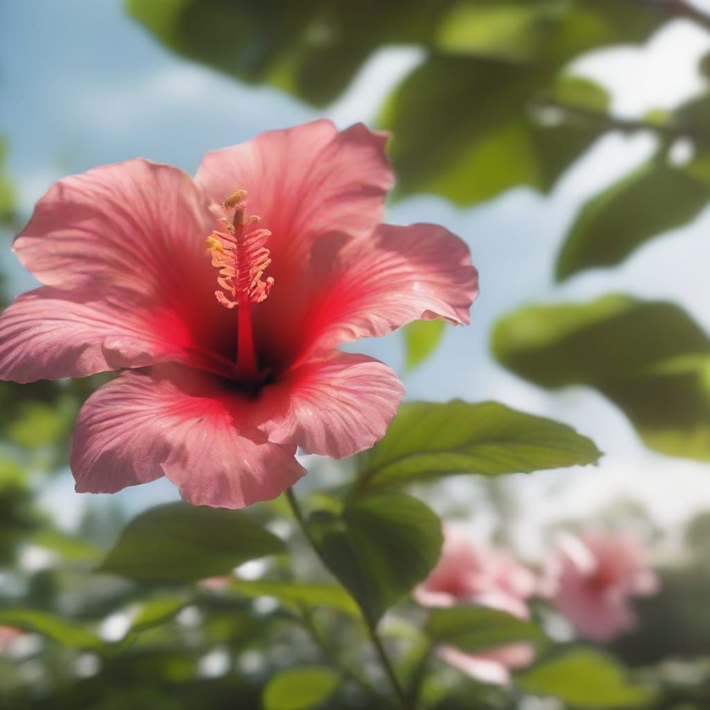 Stunning Hibiscus Flower in Blurred Garden