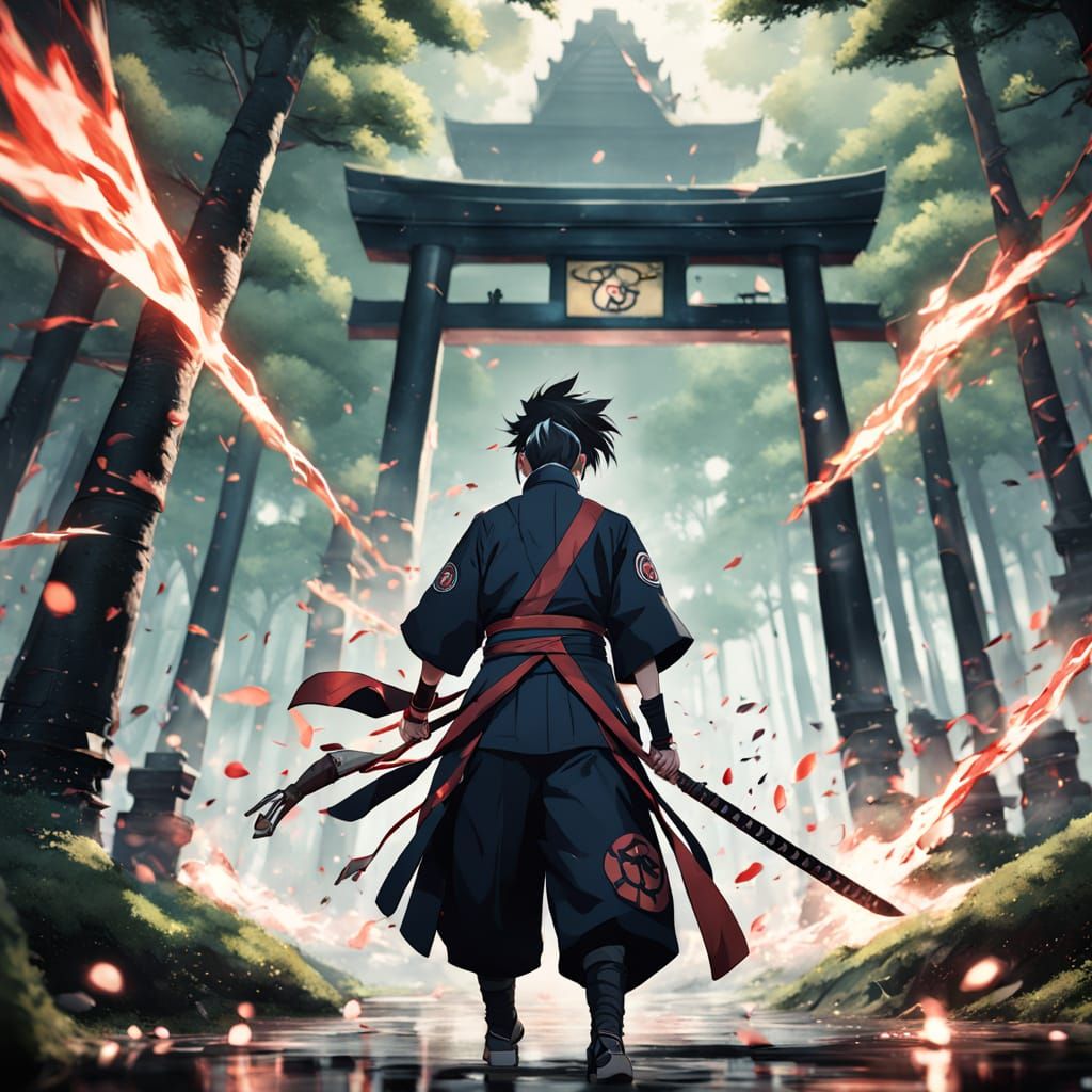 Epic Anime Battle in a Vibrant Forest Landscape