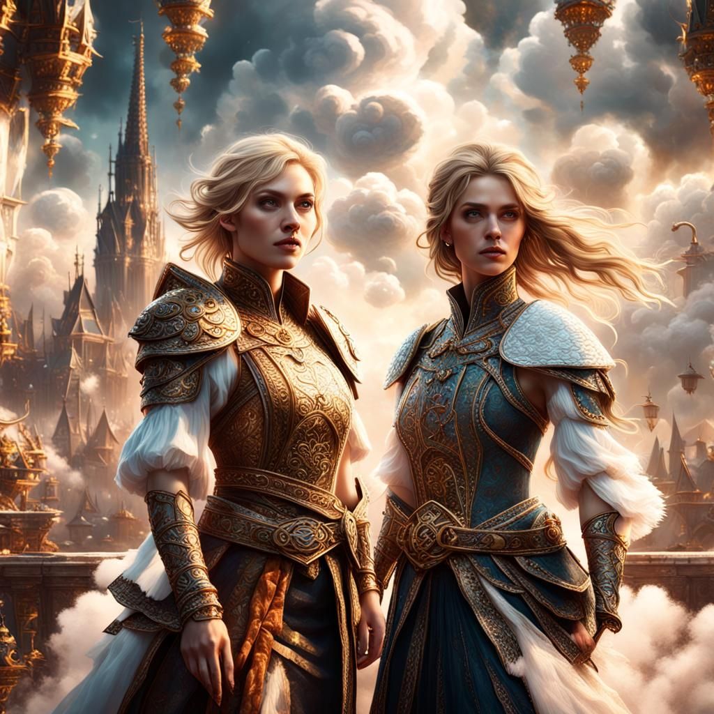 Fantasy Art: Blonde and Brunette Heroines