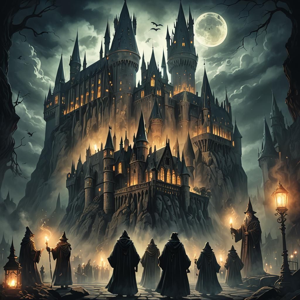 Haunted Hogwarts: Dark Fantasy Wizarding Poster