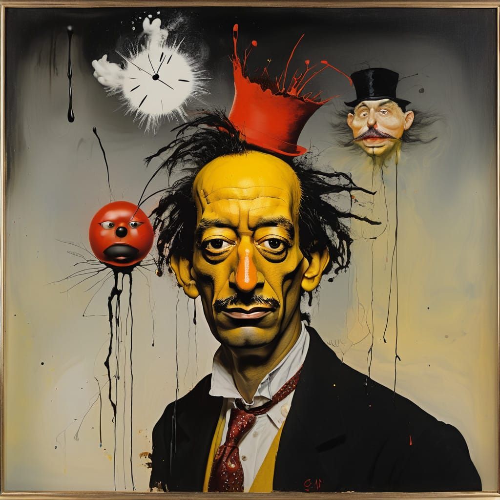 Surrealist Masterpiece with Melting Forms on Matte Canvas