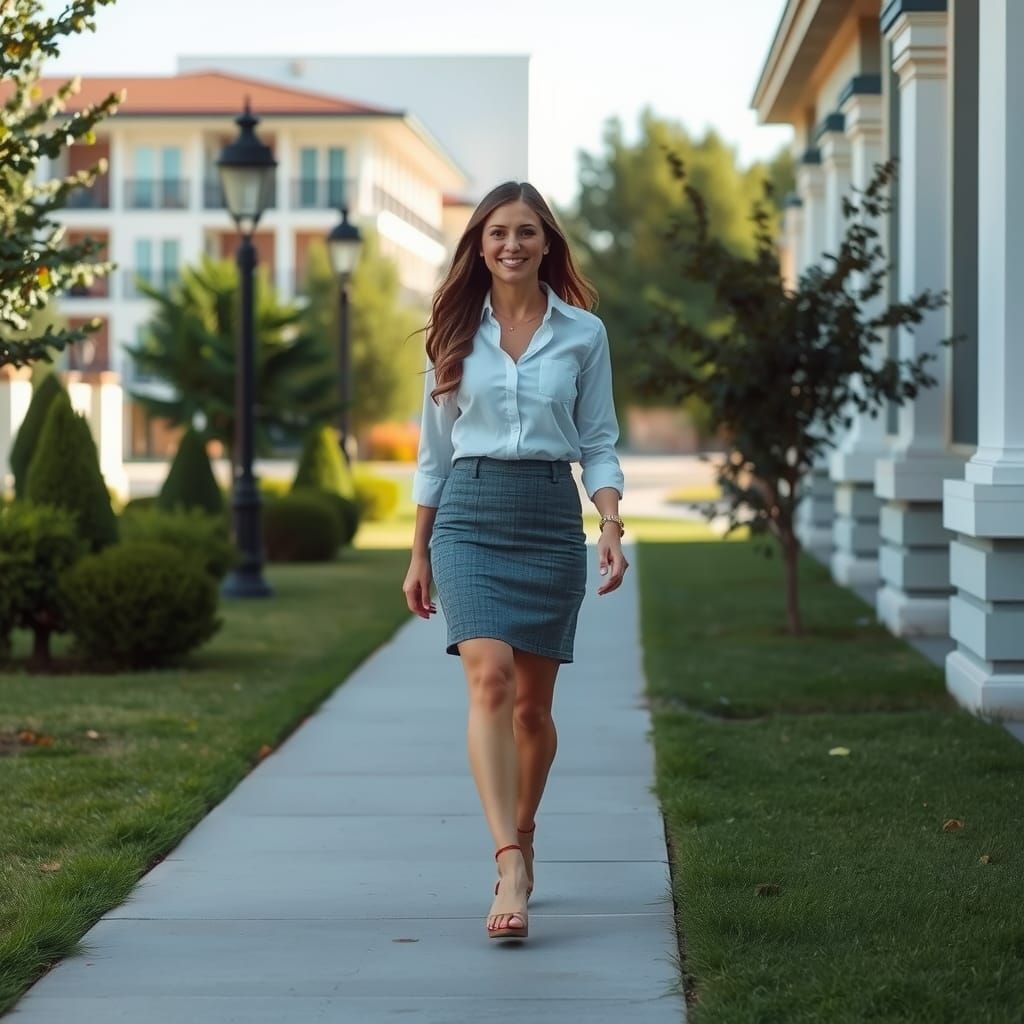 Woman in Skirt Walking, American Barbizon Style