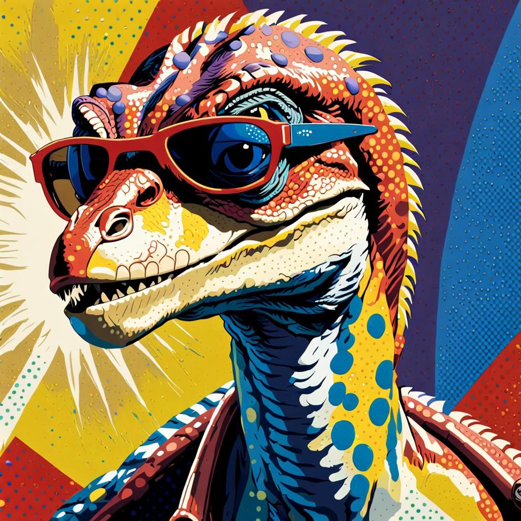 Velociraptor in Bold, Bright Comic Book Style