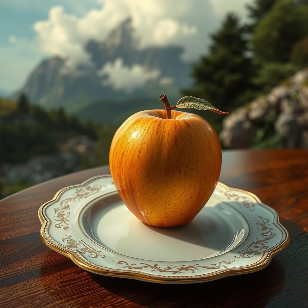 Golden Apple on Mount Olympus in Romantic Style