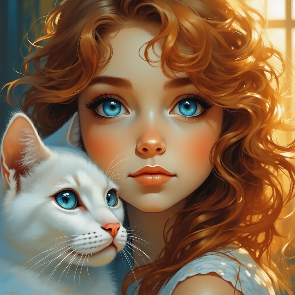 Girl and Cat: A Serene Portrait of Connection