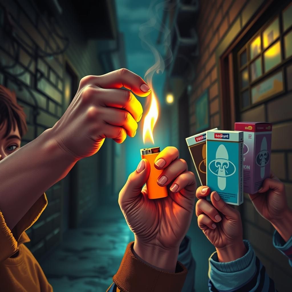 Melancholy Kids Begging for Cigarettes: Comic Art