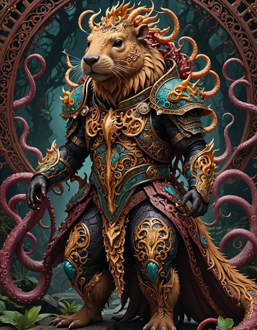 Capybara Demon Knight in Lyrical Style