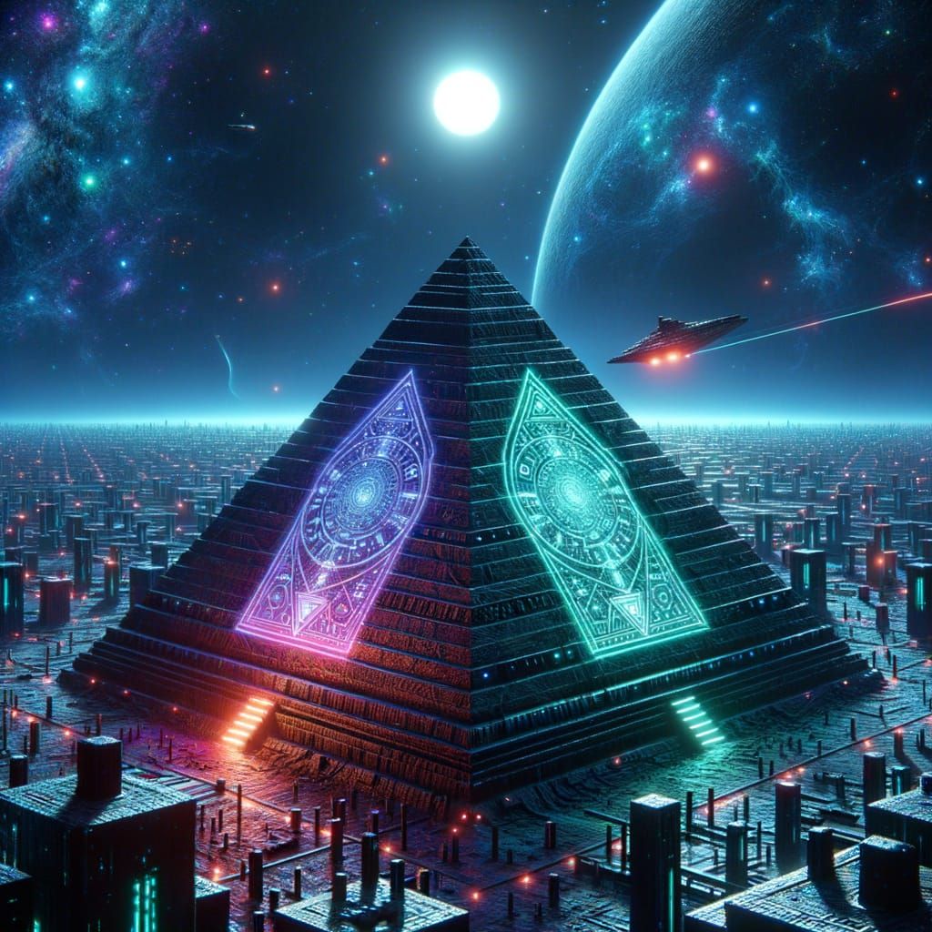 Obsidian Pyramid in Alien City: Neo-Noir Sci-Fi