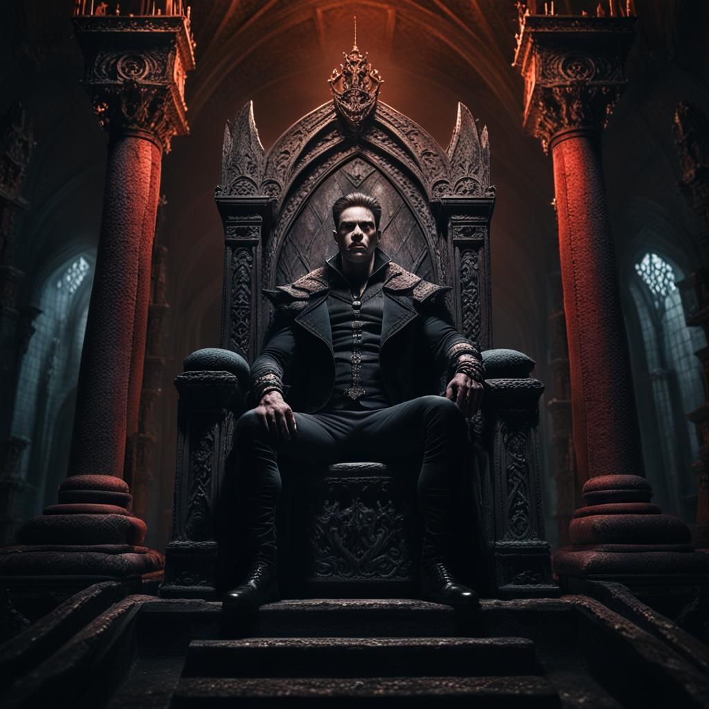 Vampire King Portrait in Gothic Crypt